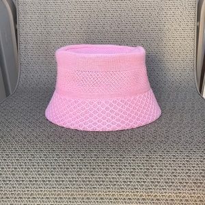 Pink new bucket hat.  Super cute on!